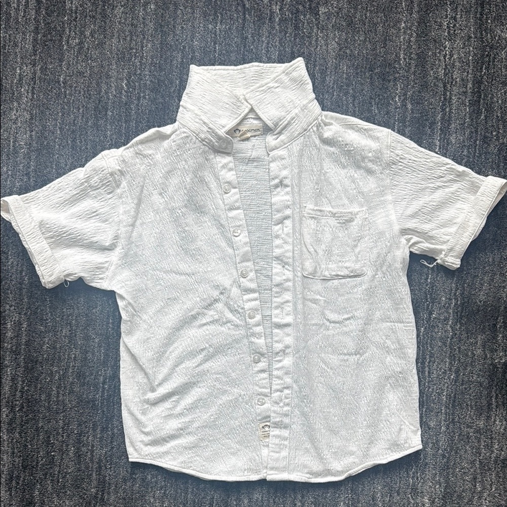 Appaman White Short Sleeve Button Down Shirt with Ruffles